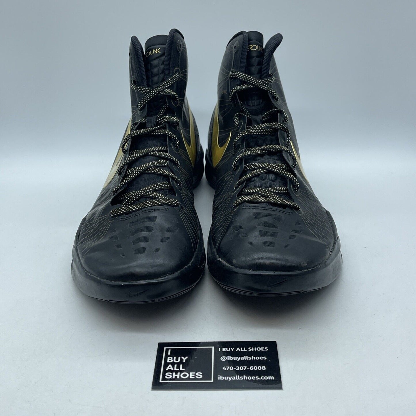 Size 14 - Nike Zoom Hyperdunk Elite Away Black Gold Suede Leather (511369-001)