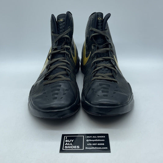 Size 14 - Nike Zoom Hyperdunk Elite Away Black Gold Suede Leather (511369-001)