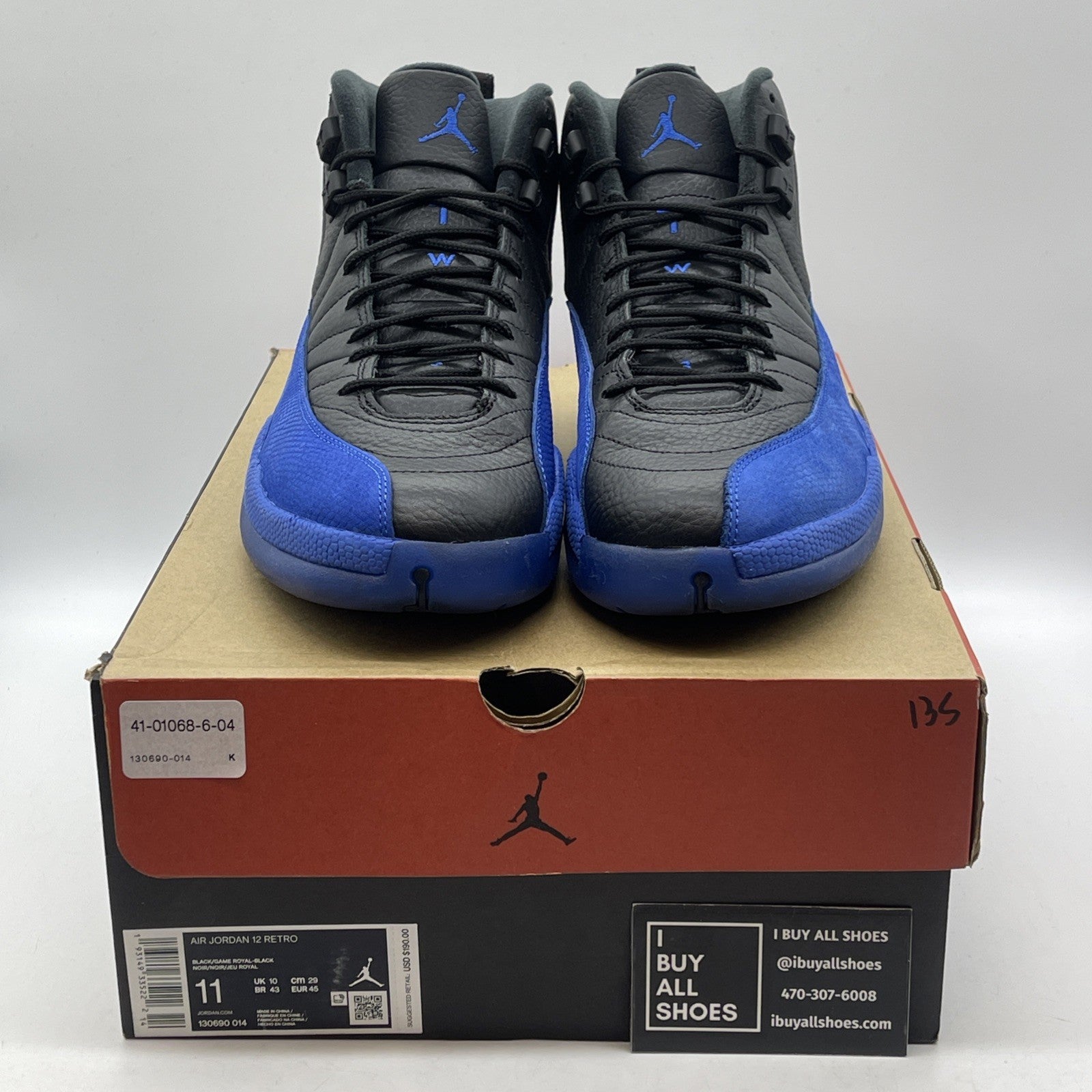 Size 11 - Air Jordan 12 Retro 2009 Nubuck Blue Black Suede Leather (130690-014)