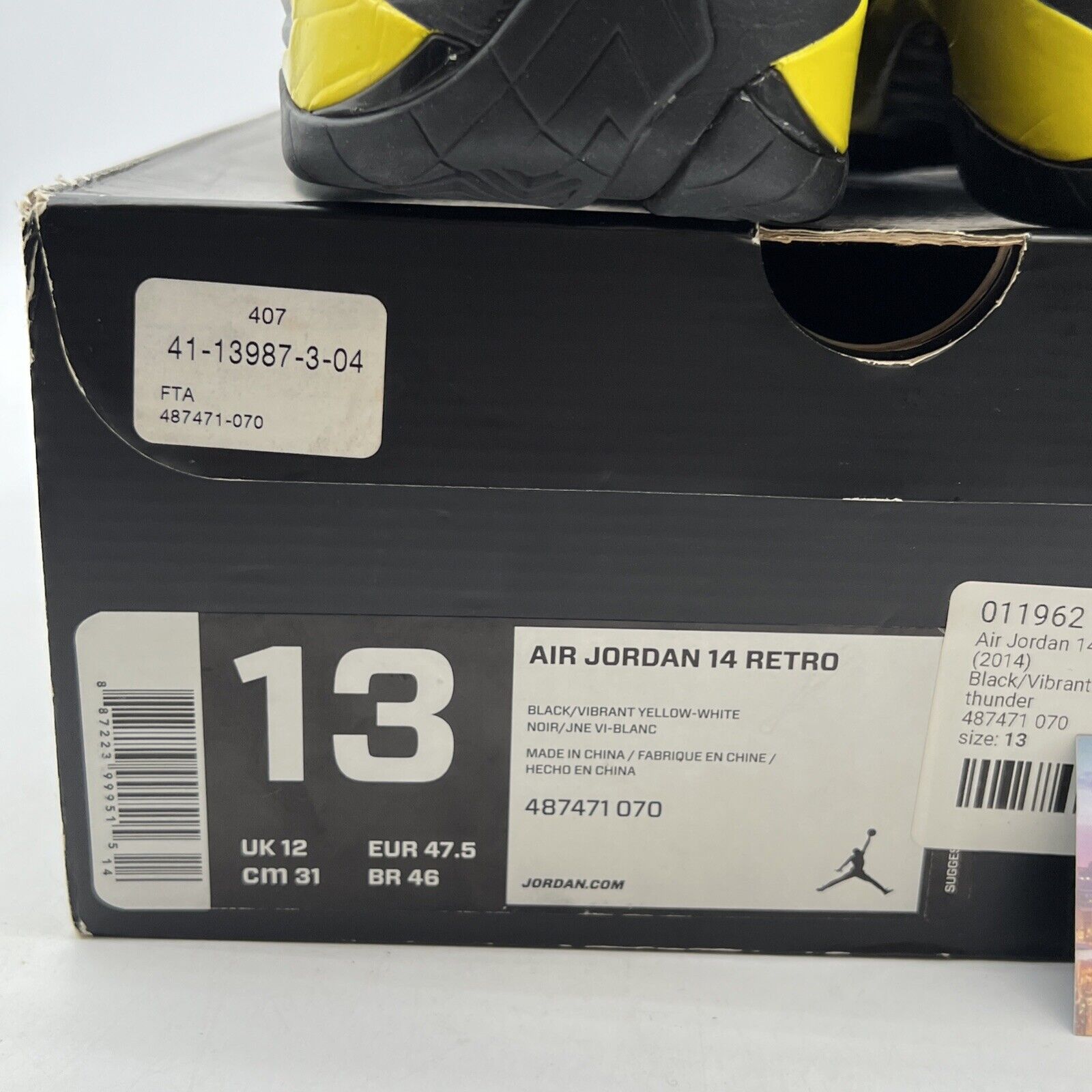 Size 13 - Air Jordan 14 Retro Thunder (487471-070)