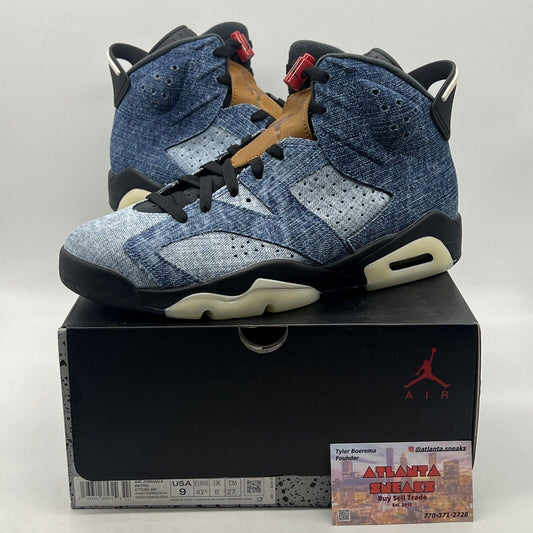 Size 9 - Air Jordan 6 Retro Washed Denim Blue Black Brown Leather (CT5350-401)