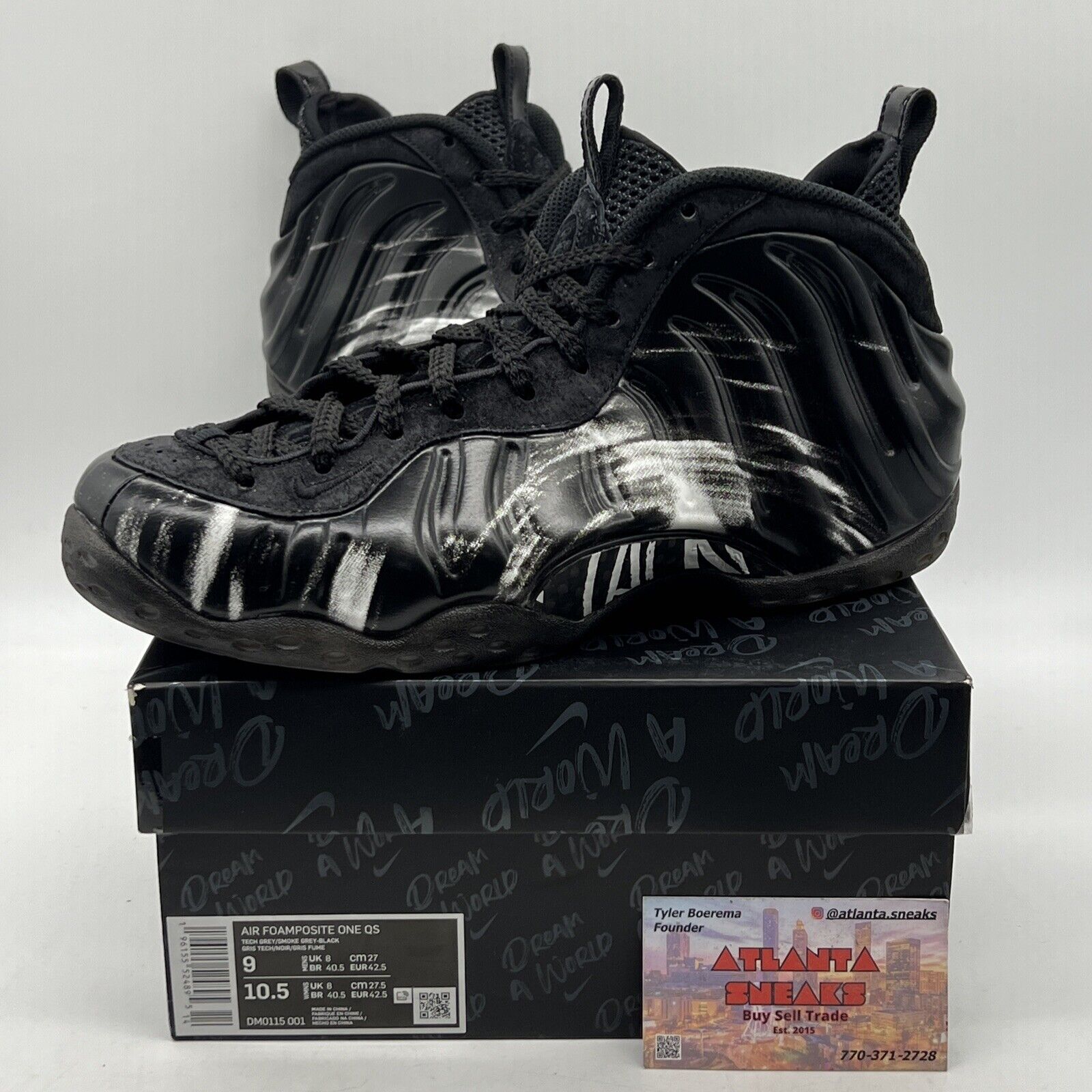 Size 9 - Nike Air Foamposite One QS Dream A World - Black White Suede DM0115-002