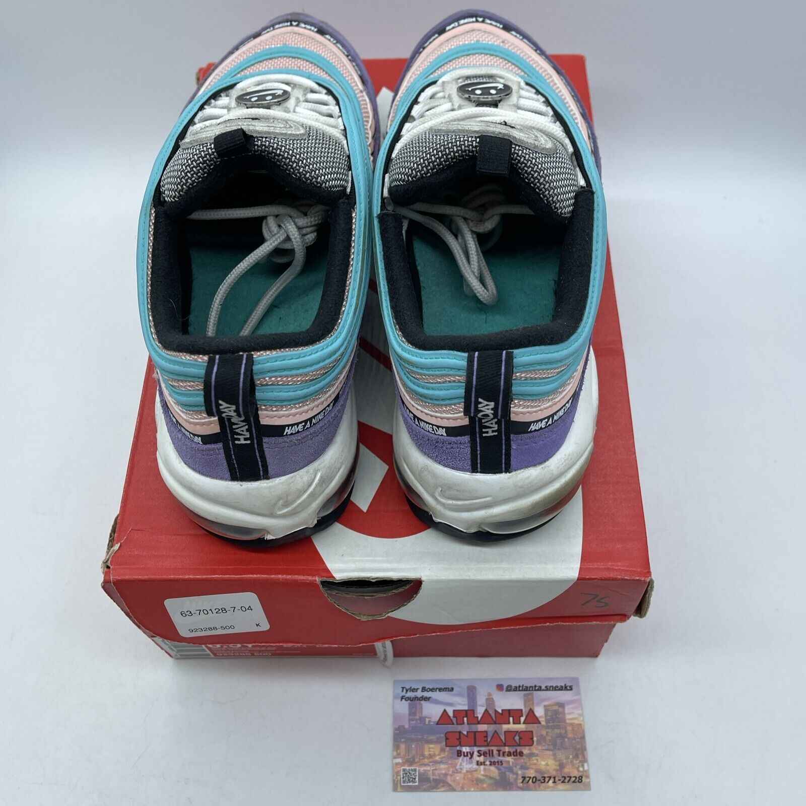 Size 6.5 (GS) - Nike Air Max 97 Low Have A Nike Day White Purple (923288-500)