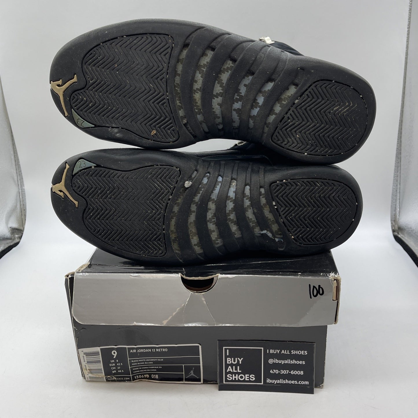 Size 9 - Air Jordan 12 Retro 2009 Nubuck Black Suede Leather (130690-018)