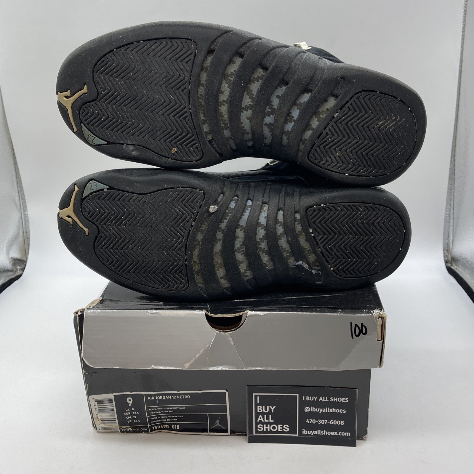 Size 9 - Air Jordan 12 Retro 2009 Nubuck Black Suede Leather (130690-018)