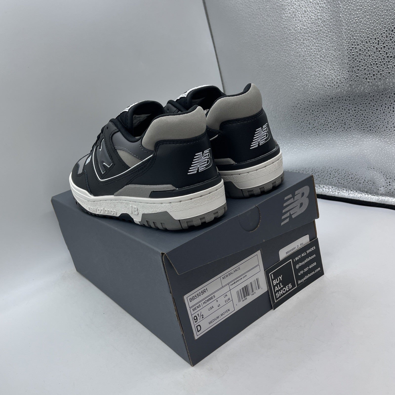 Size 9.5 - New Balance 550 Grey Black White Leather (BB550SR1)