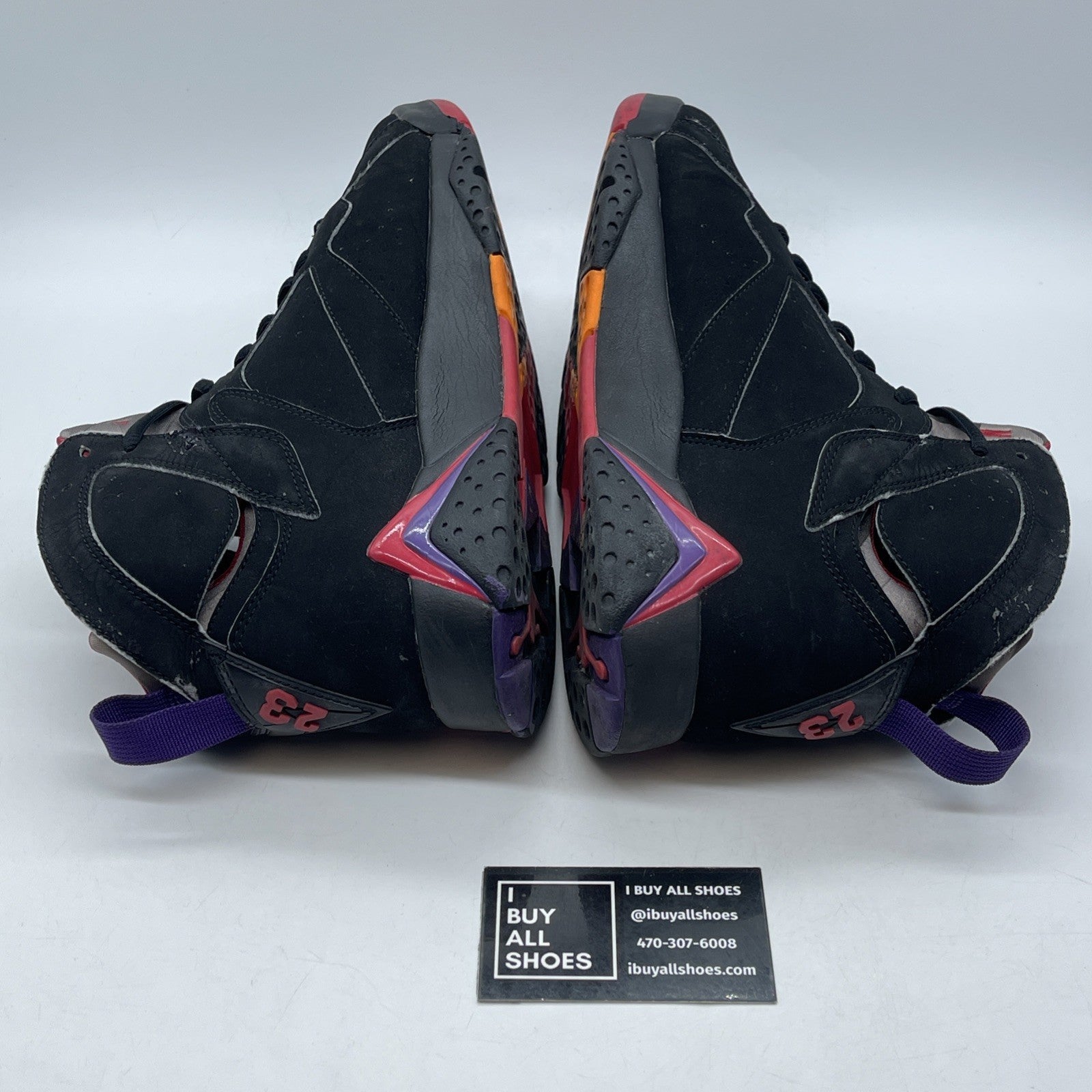 Size 10.5 - Air Jordan 7 Retro 2012 Raptor Black Red Suede (304775-018)