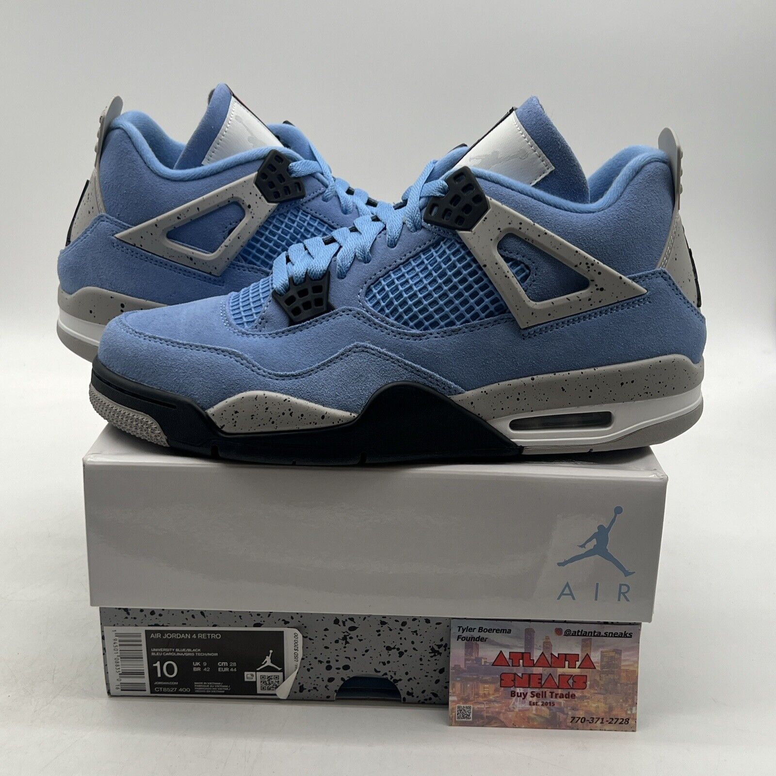 Size 10 - Jordan 4 Retro Mid University Blue Black Grey Suede (CT8527-400)