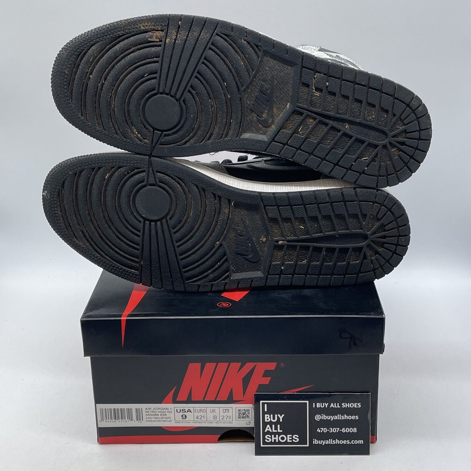 Size 9 - Jordan 1 Retro OG High Shadow 2.0 Grey Black Suede Leather (555088-035)