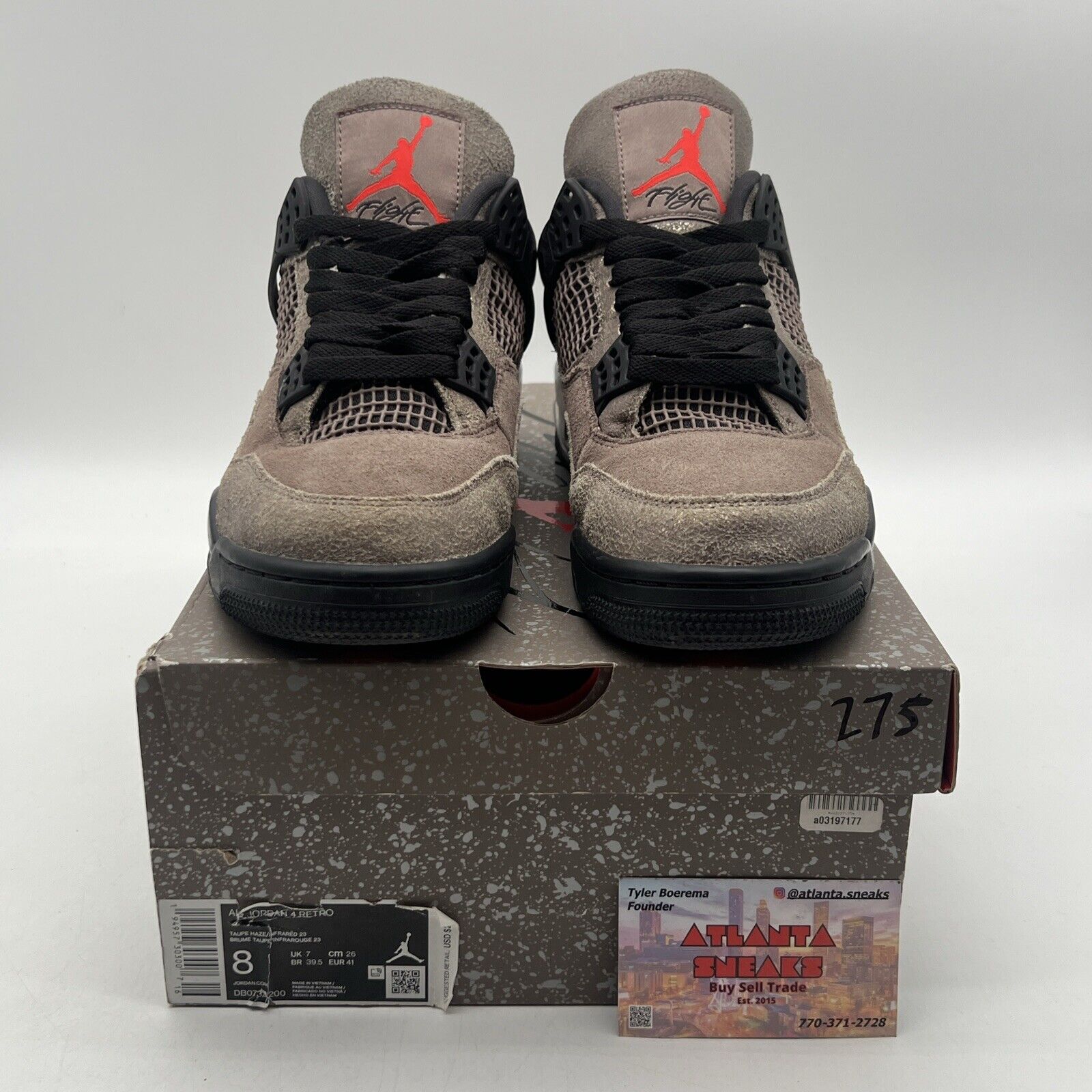 Size 8 - Jordan 4 Retro Mid Taupe Haze Black White Brown Red (DB0732-200)