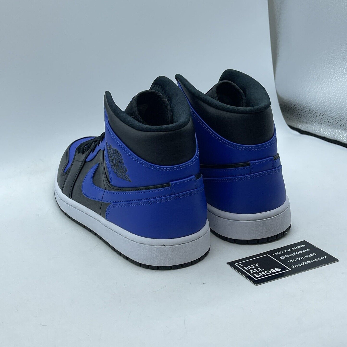 Size 12 - Jordan 1 Mid Hyper Royal 2021 Black Blue White Leather (554724-077)