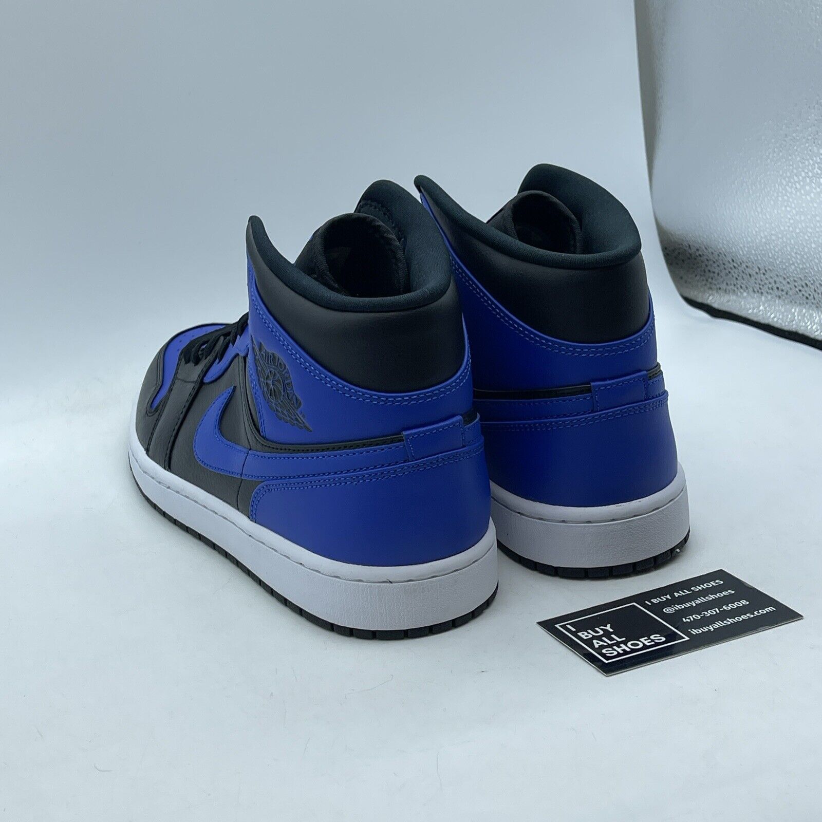 Size 12 - Jordan 1 Mid Hyper Royal 2021 Black Blue White Leather (554724-077)