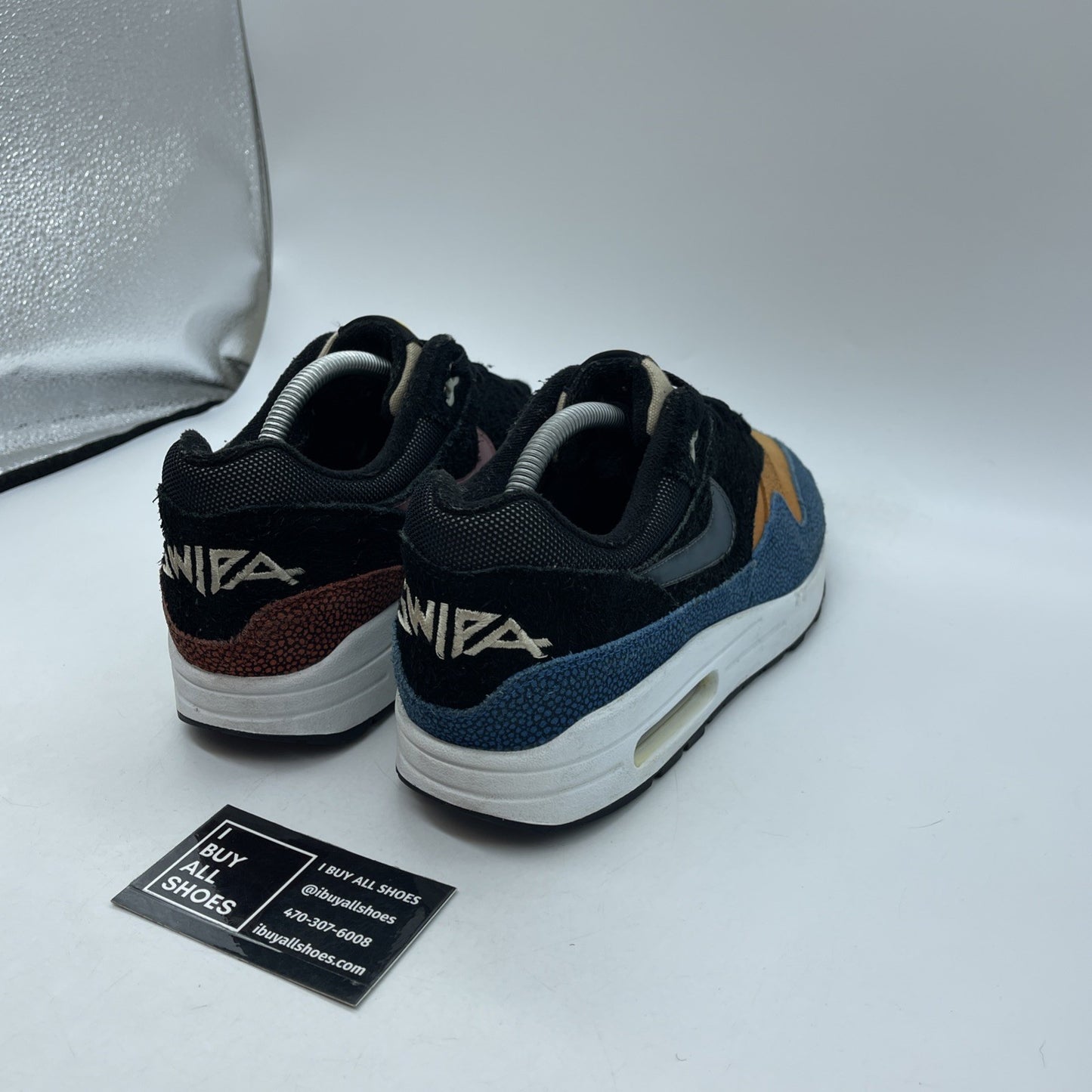 Size 9.5 - Nike De'Aaron Fox x Air Max 1 Swipa Black Blue Red (CJ9746-001)