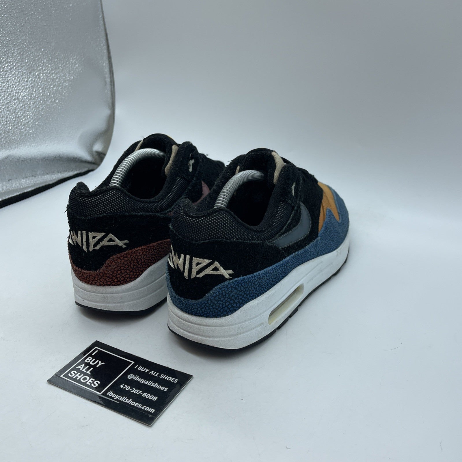 Size 9.5 - Nike De'Aaron Fox x Air Max 1 Swipa Black Blue Red (CJ9746-001)