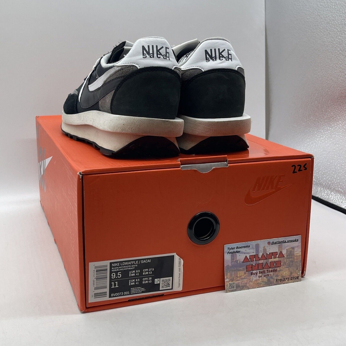 Size 9.5 - Nike sacai x LDWaffle Black Grey Suede White Leather (BV0073-001)