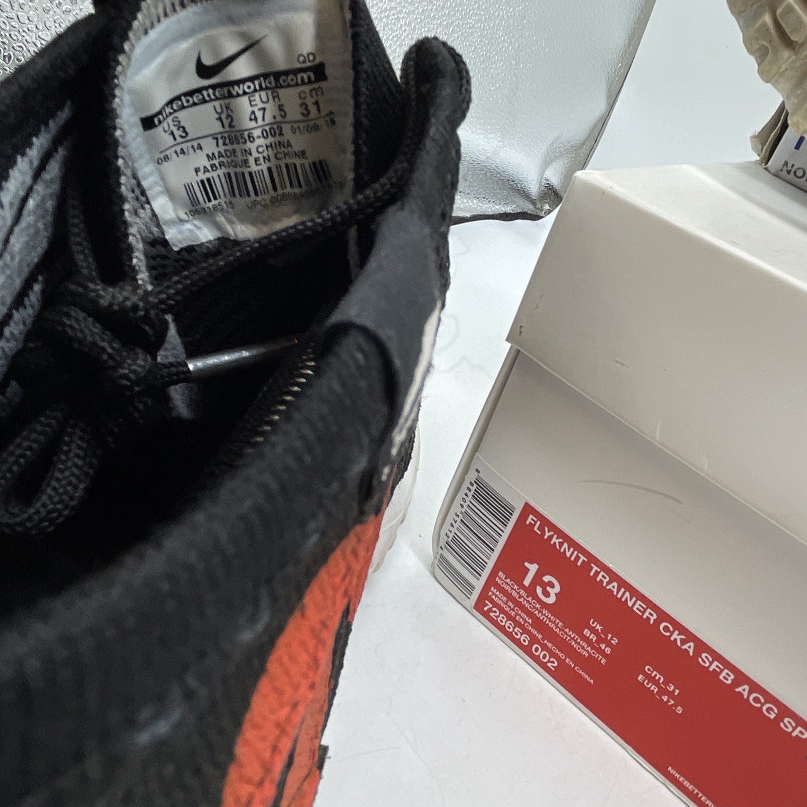 Size 13 - NikeLab Flyknit Trainer Chukka SFB ACG SP Black (728656-002)