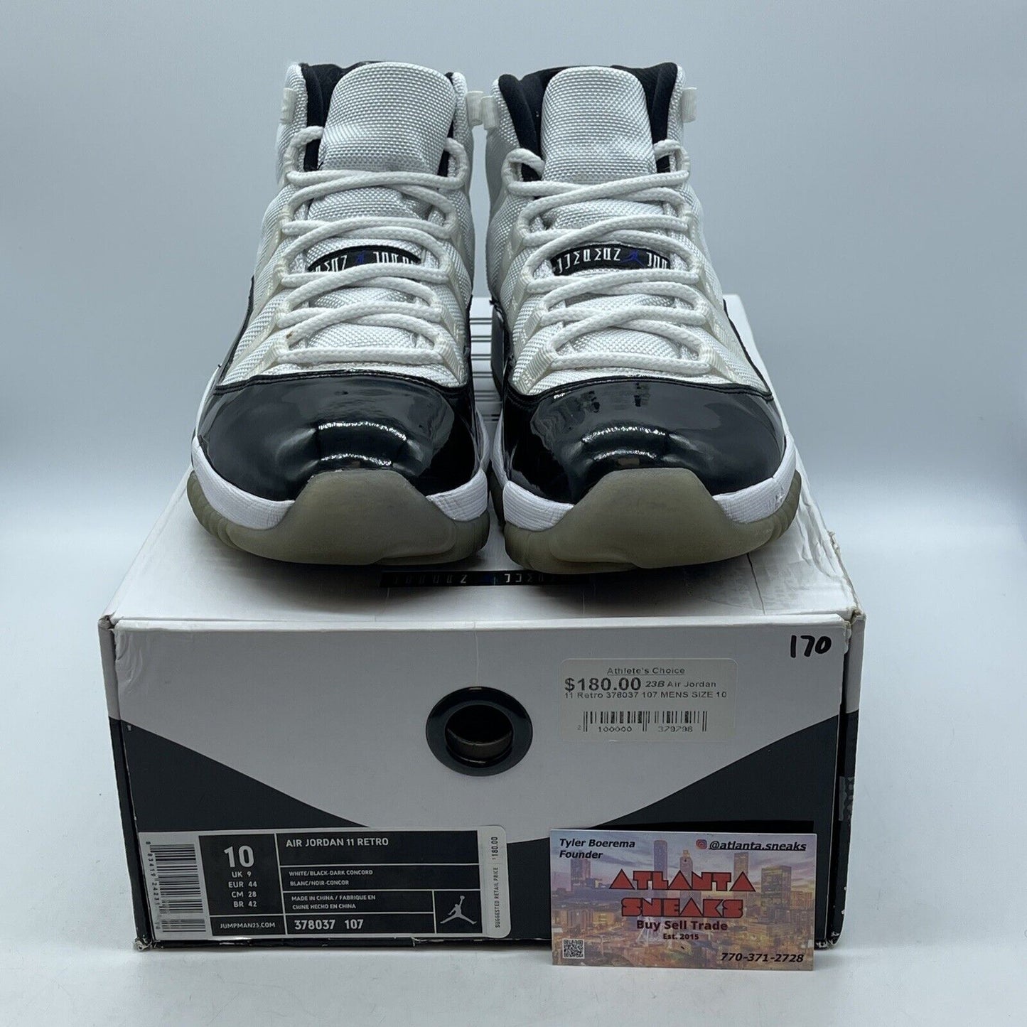 Size 10 - Jordan 11 Retro Concord 2011 Black White Leather Suede (378037-107)