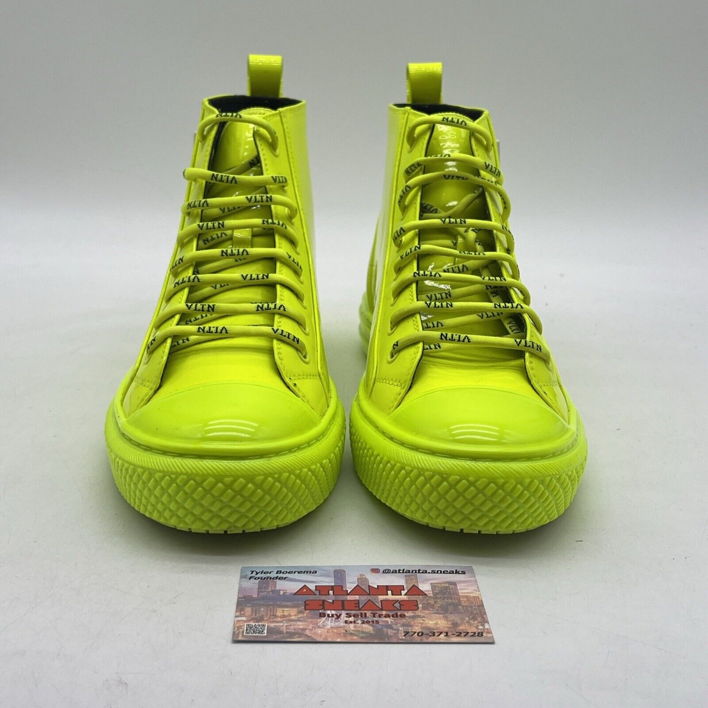 Size 9 - Valentino GaravaniMen's Wrist Length Leather Sneaker with Green Logo