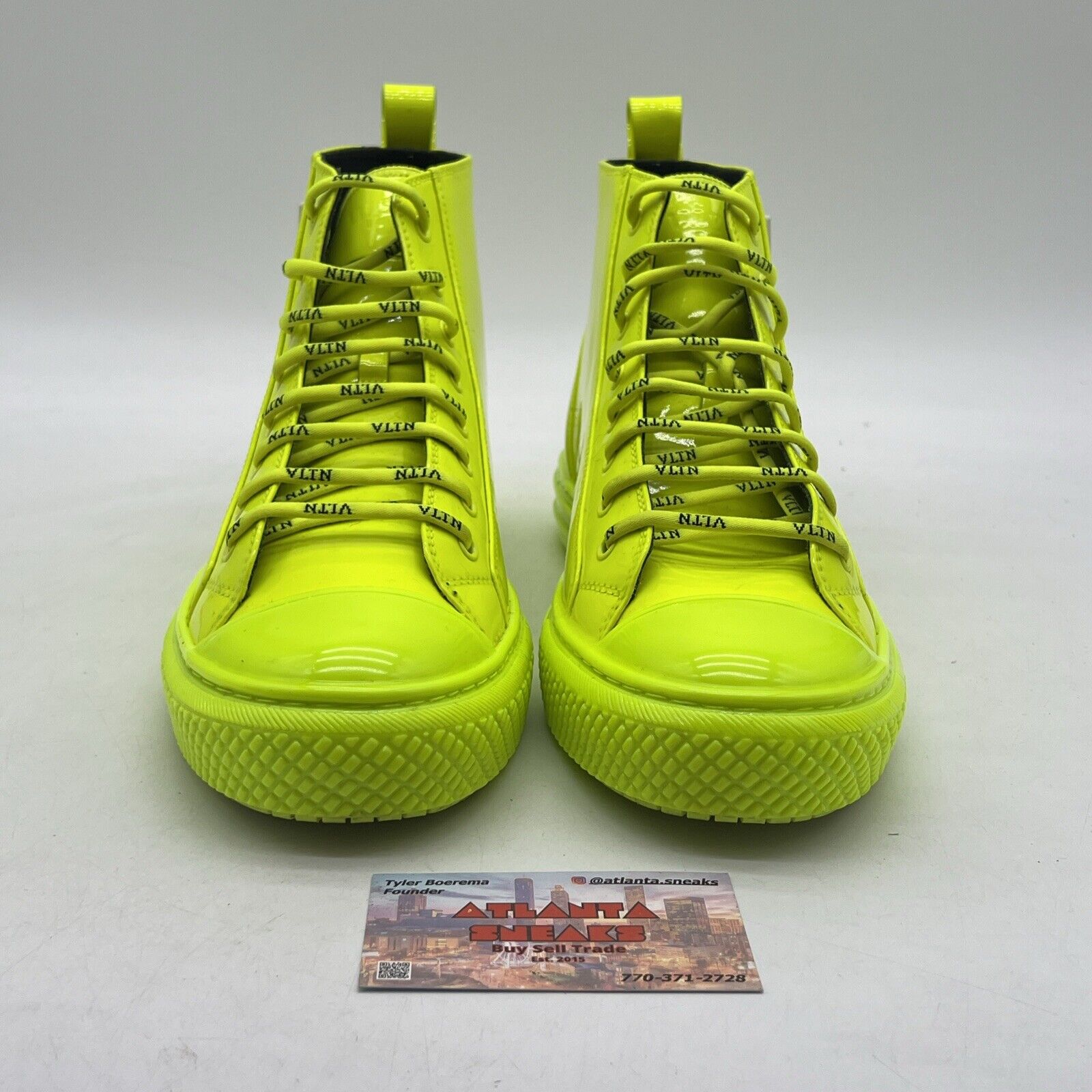 Size 9 - Valentino GaravaniMen's Wrist Length Leather Sneaker with Green Logo