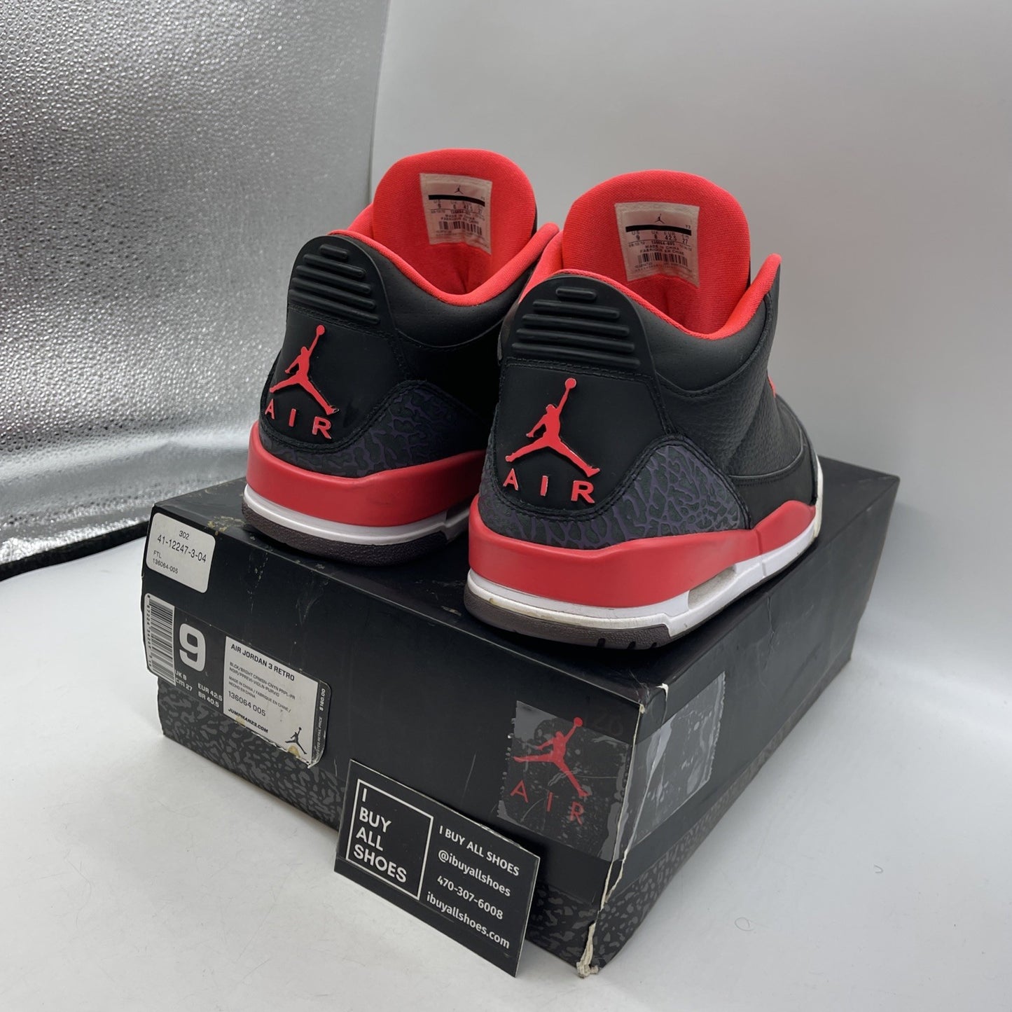 Size 9 - Air Jordan 3 Retro Crimson (136064-005)