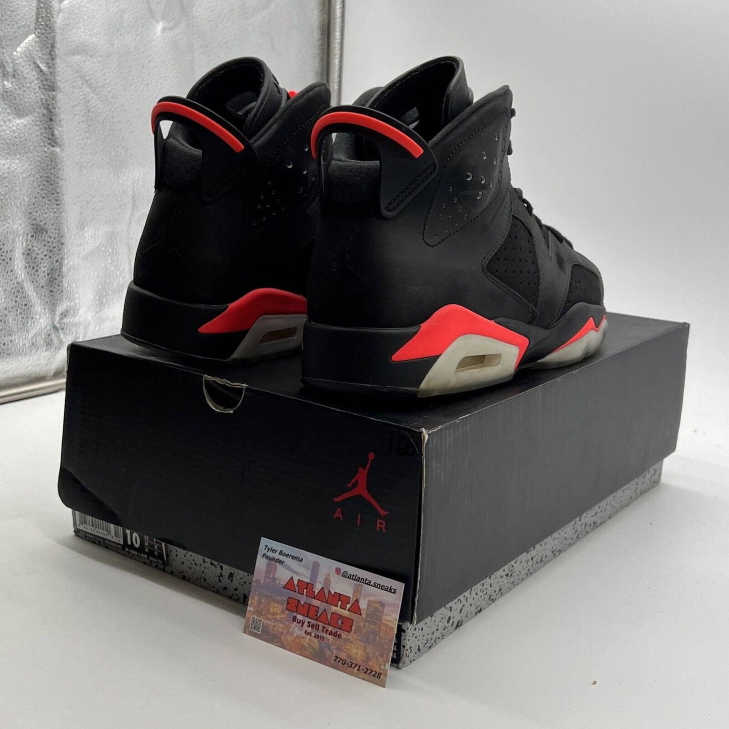 Size 10 - Air Jordan 6 Retro Infrared Black 2014 (384664-023)