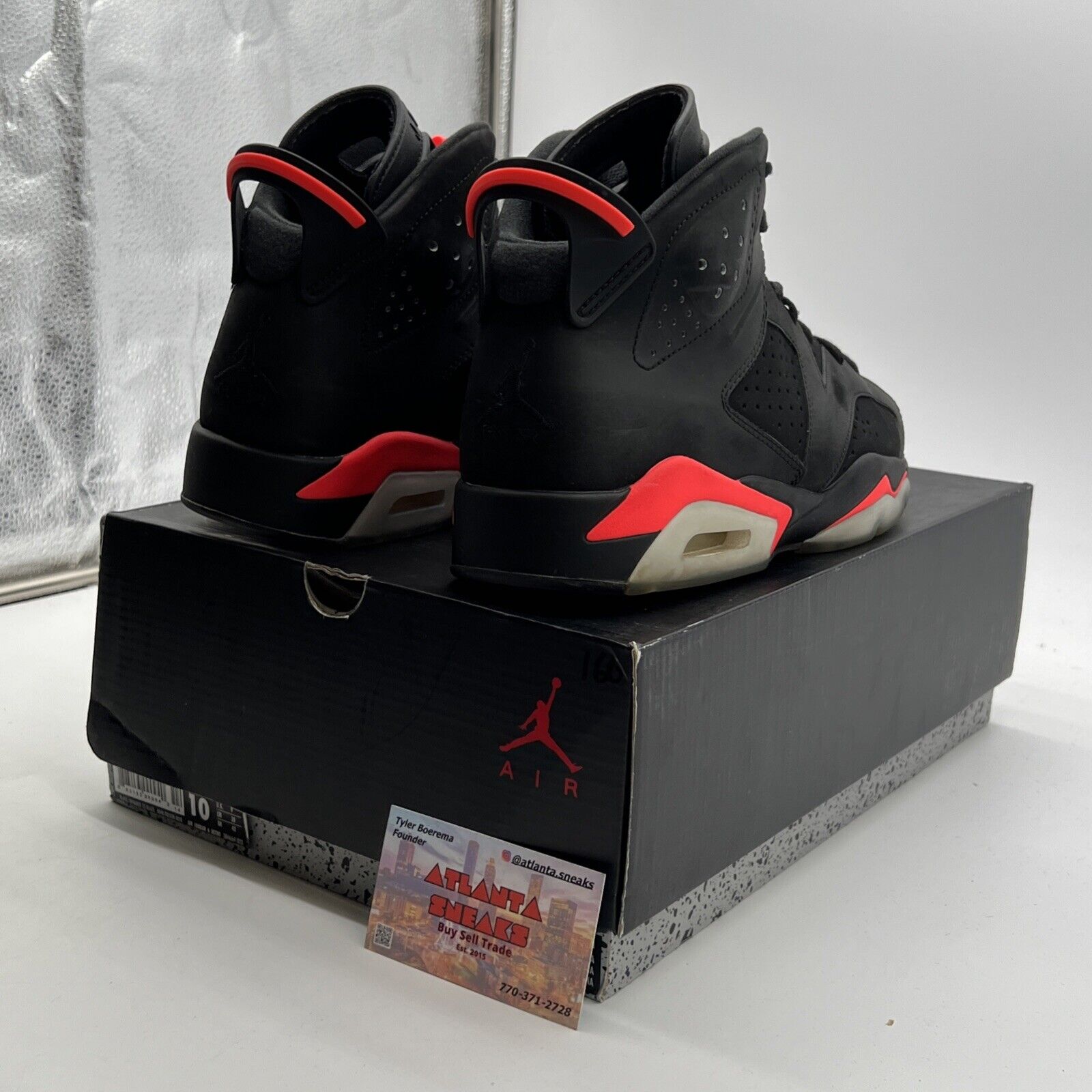 Size 10 - Air Jordan 6 Retro Infrared Black 2014 (384664-023)