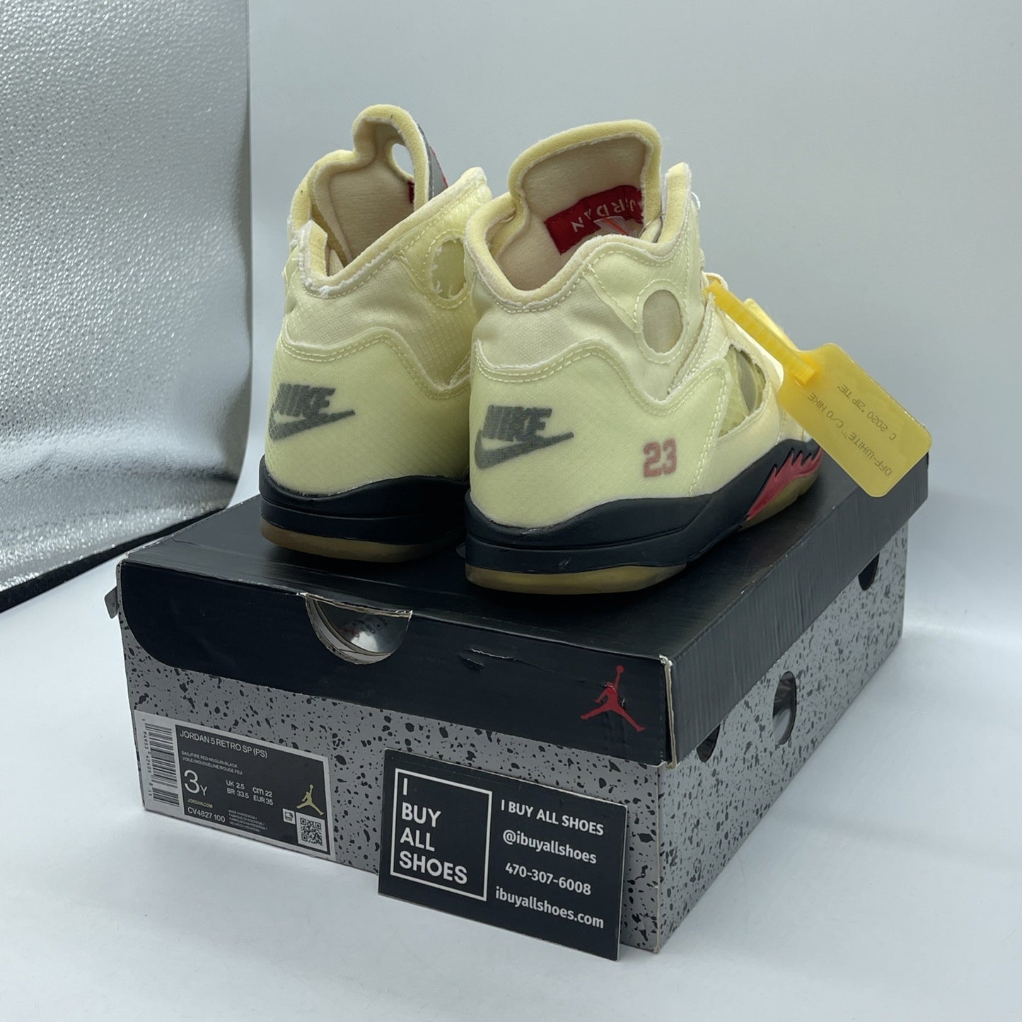 Size 3Y(PS) - Jordan 5 Retro SP x Off-White Mid Sail Suede (CV4827-100)