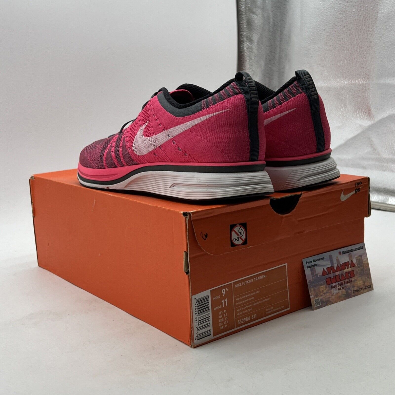 Size 9.5 - Nike Flyknit Trainer+ Pink Flash (532984-611)