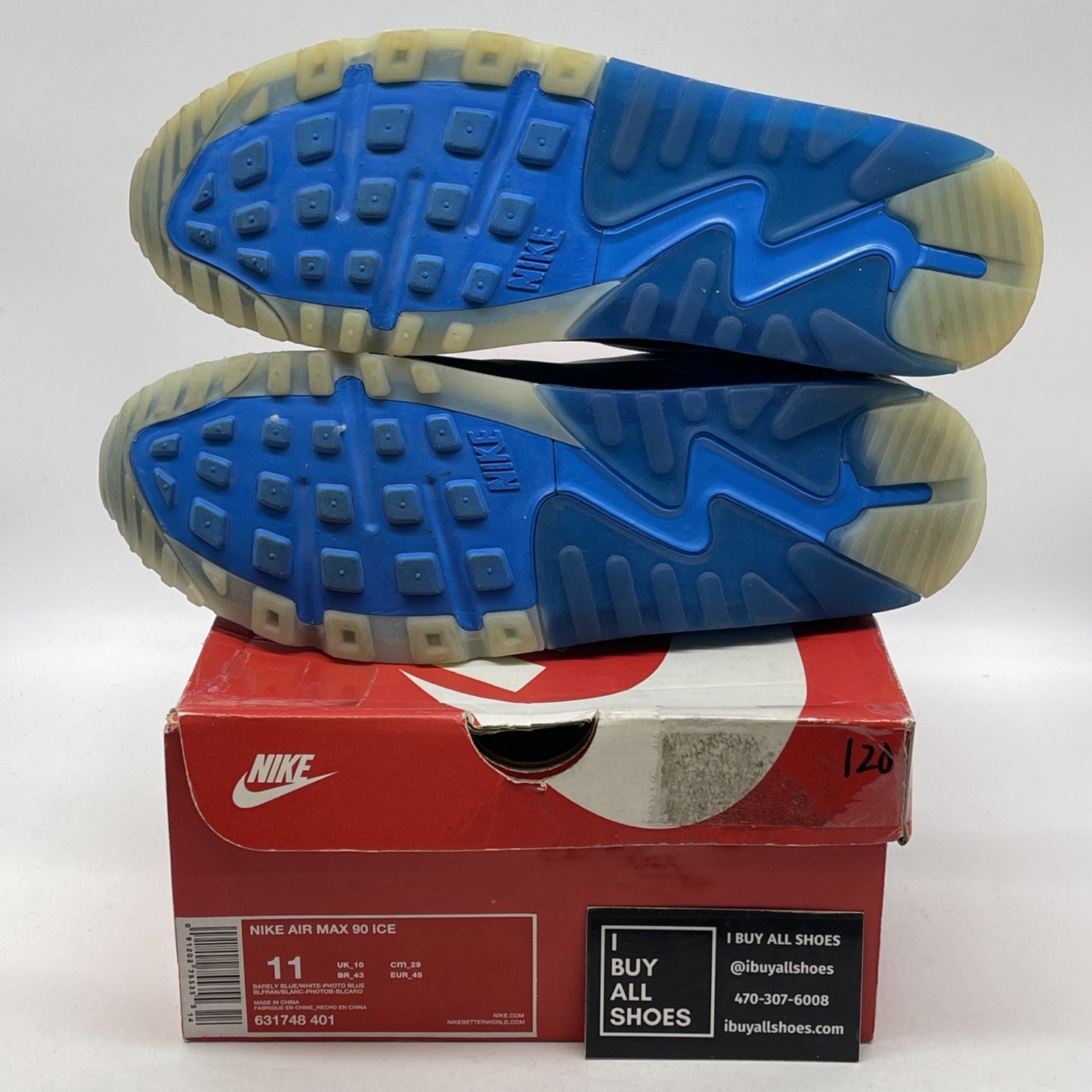 Size 11 - Nike Air Max 90 Ice Barely Blue White Leather (631748-401)