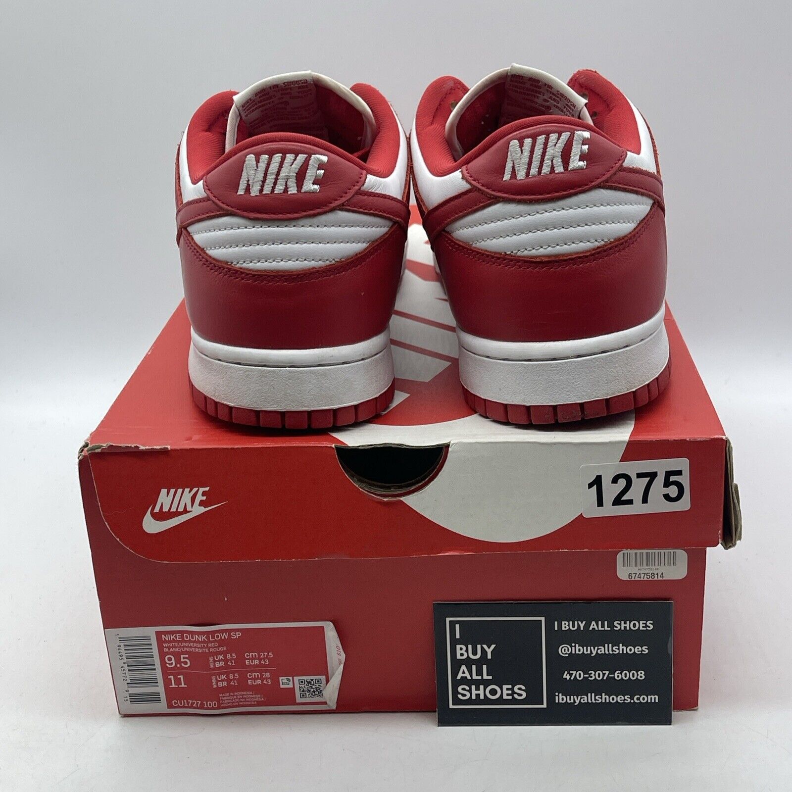 Size 9.5 - Nike Dunk Low Retro St John Red White Suede Leather (CU1726-100)