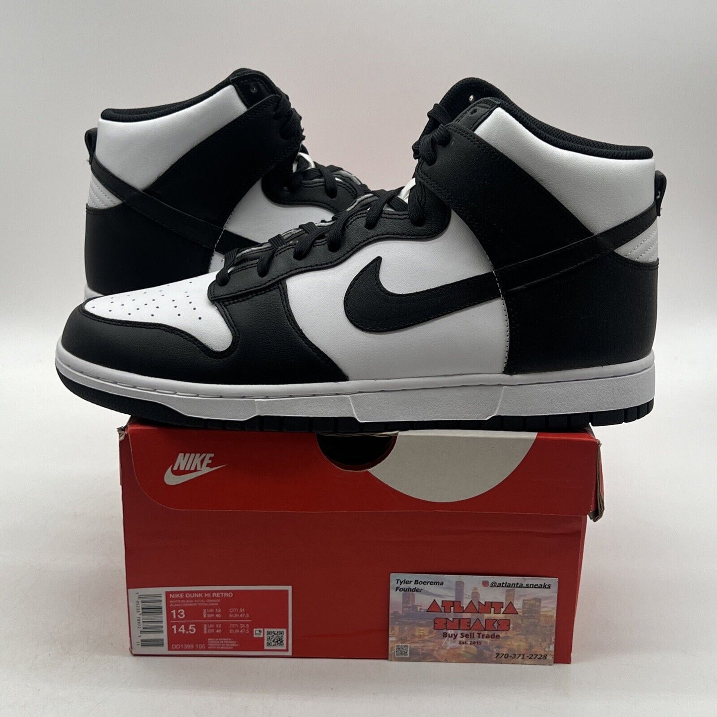 Size 13 - Nike Dunk High Black White Leather (DD1399-105)