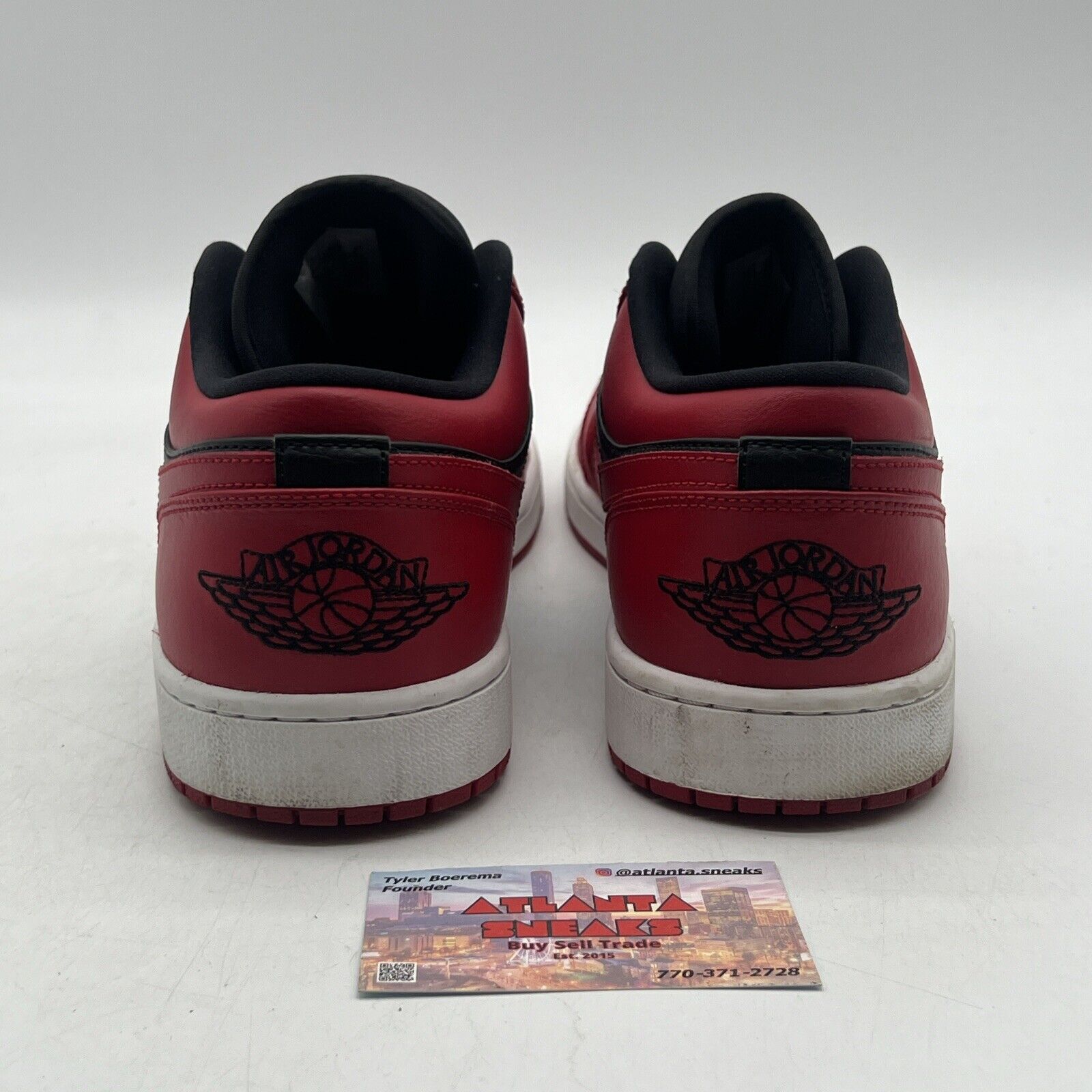 Size 13 - Air Jordan 1 Low Reverse Bred Black Red White Leather (553558-606)