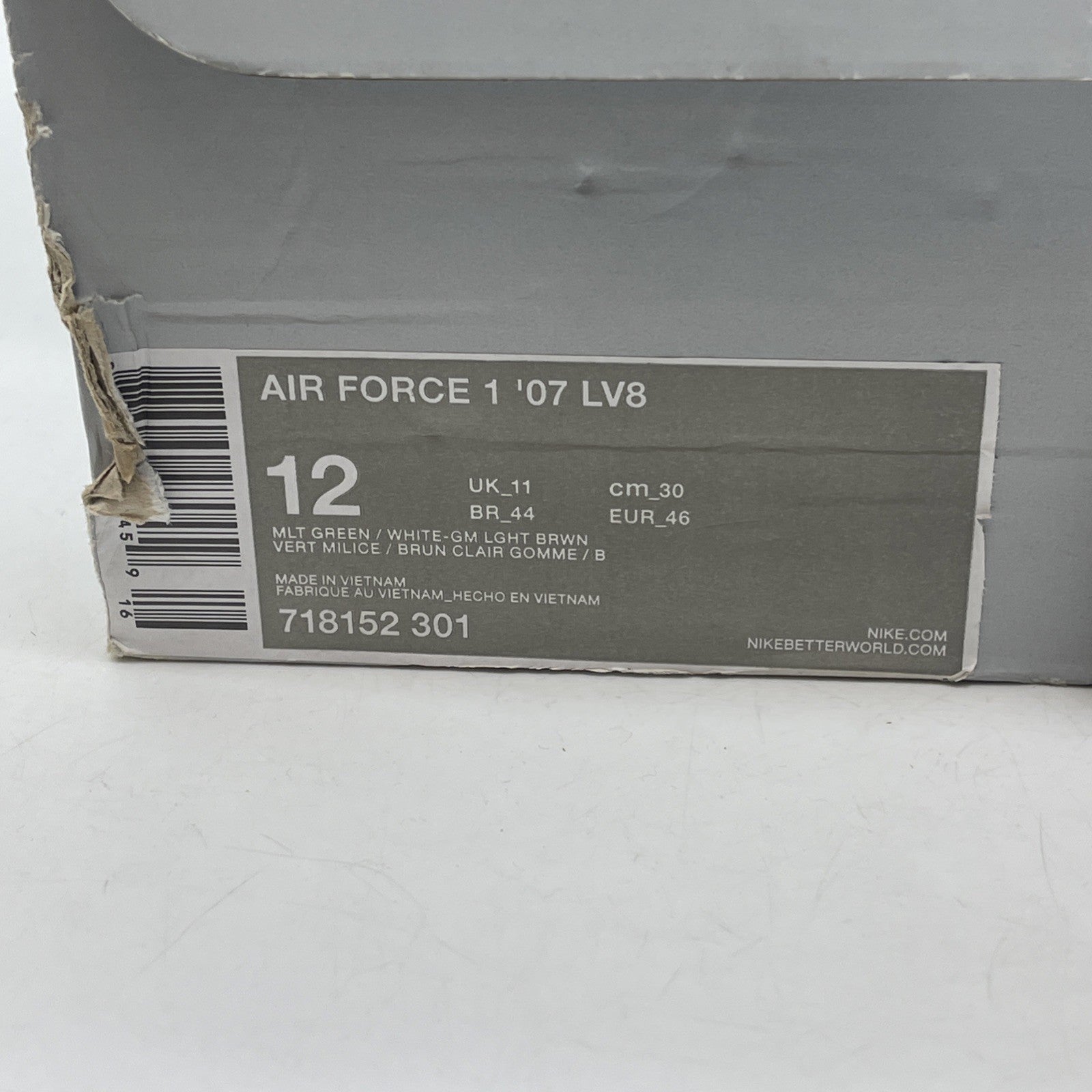 Size 12 - Nike Air Force 1 '07 LV8 Low Militia Green Leather (718152-301)