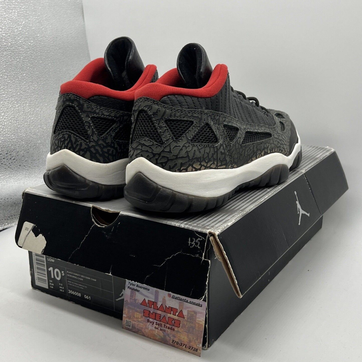 Size 10.5 - Air Jordan 11 Retro IE 2003 Low Black Charcoal Red