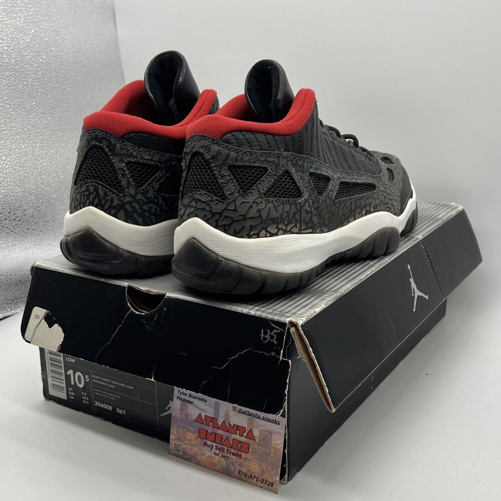 Size 10.5 - Air Jordan 11 Retro IE 2003 Low Black Charcoal Red