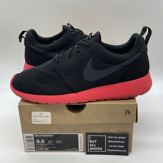 Size 9.5 - Nike Rosherun Total Crimson Black Suede Leather (511881-800)