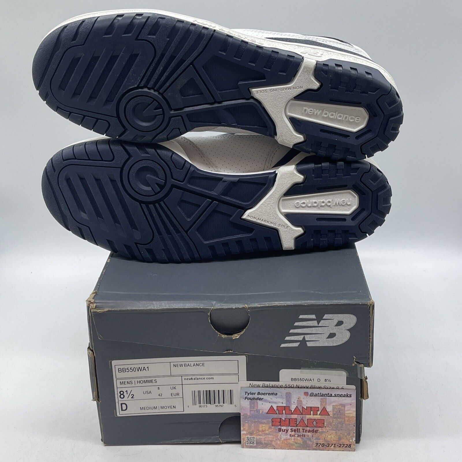 Size 8.5 - New Balance 550 White Navy Leather Grey Suede (BB550WA1)