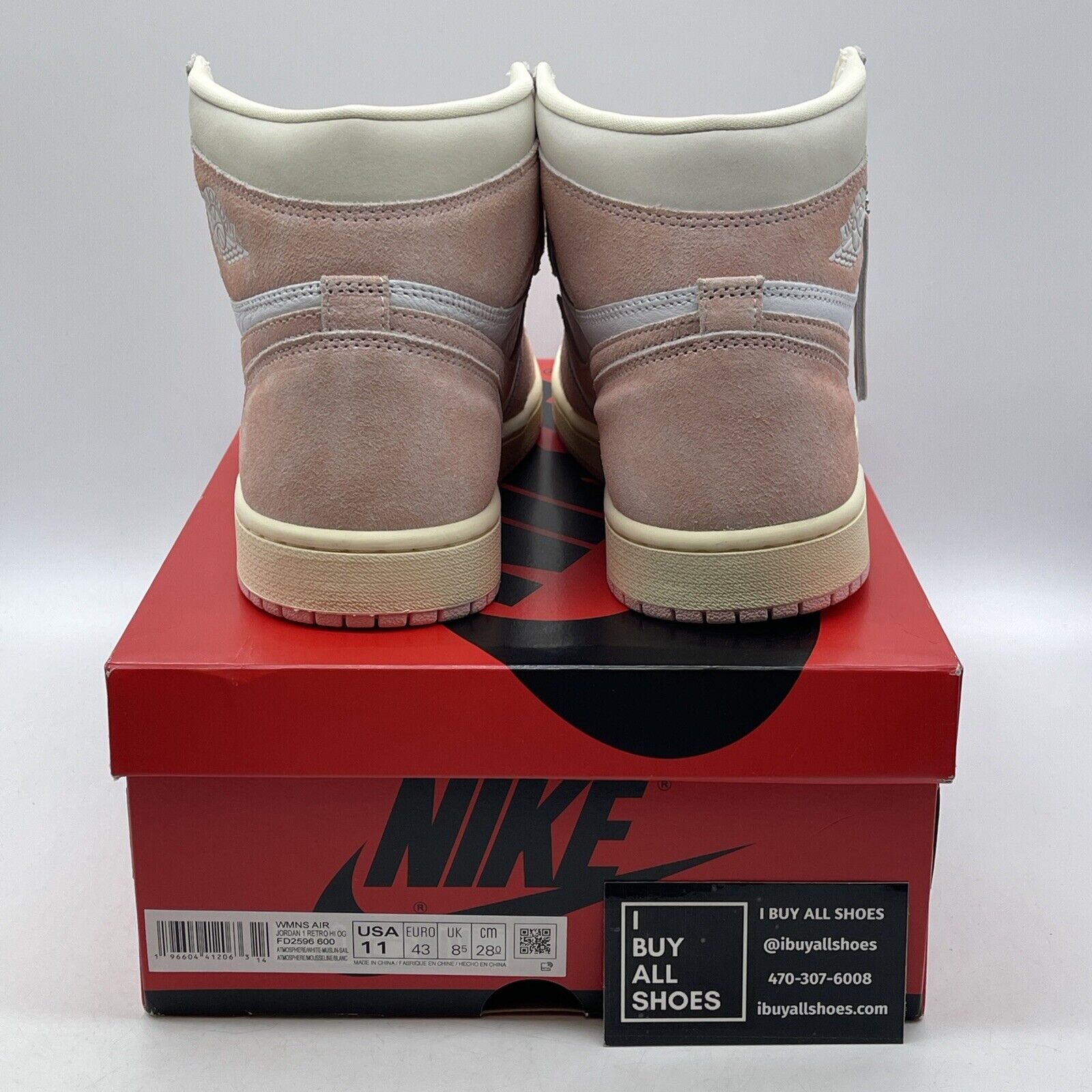 Size 11W - Air Jordan 1 Retro OG High Washed Pink White Leather Suede FD2596-600