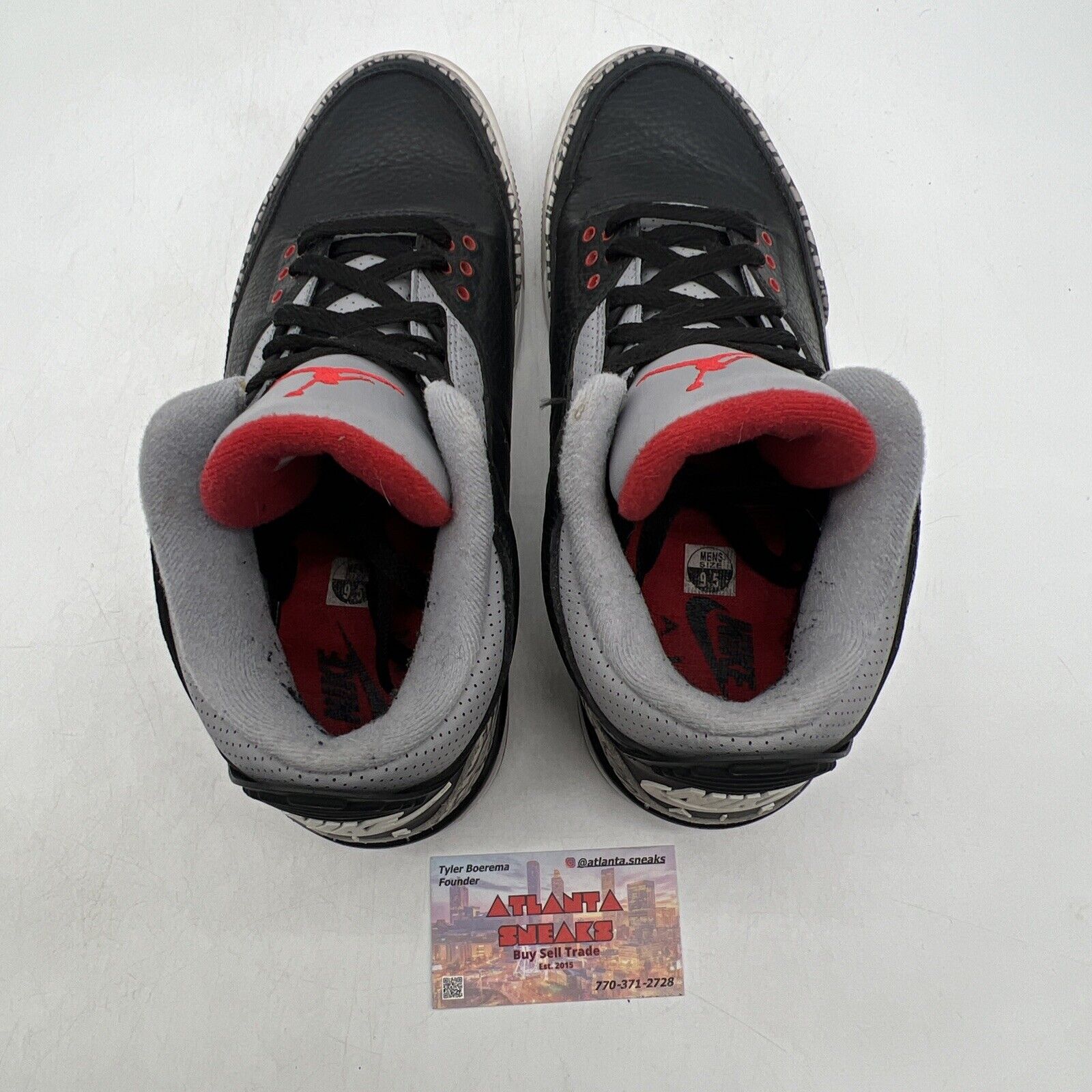 Size 9.5 - Jordan 3 Retro OG Mid Black Cement White Red Leather (854262-001)