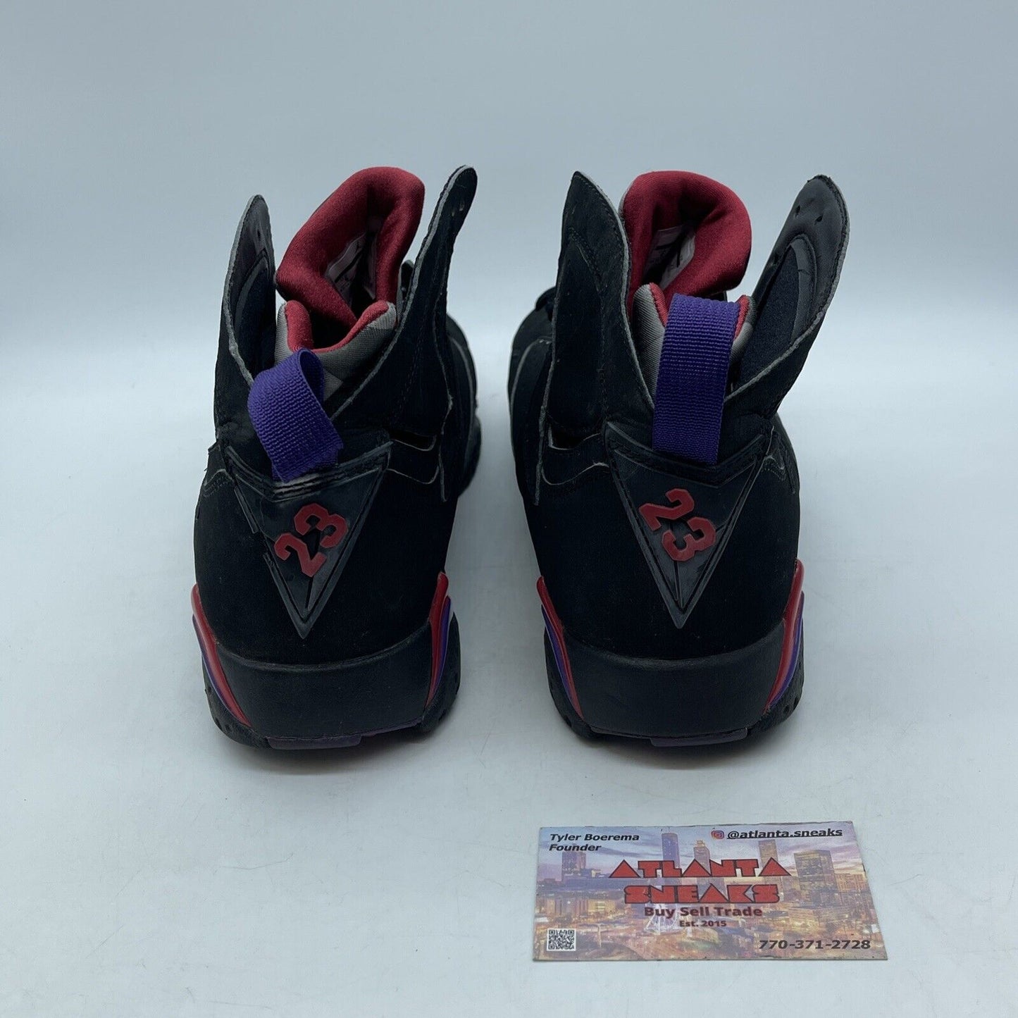 Size 9 - Air Jordan 7 Retro 2012 Raptor Black Red Purple Suede (304775-018)