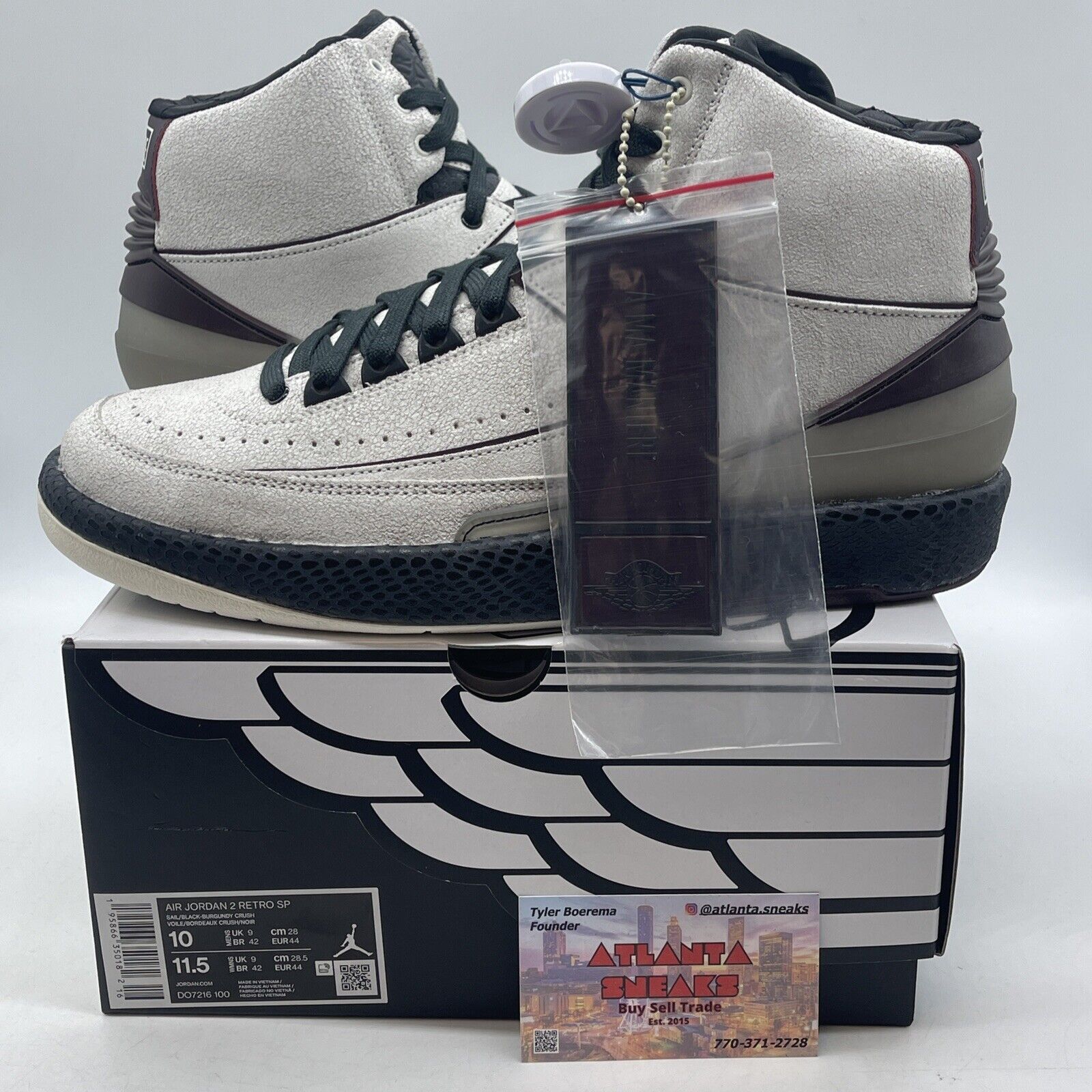 Size 10 - Jordan 2 A Ma Maniere Black Burgundy Tan Suede (DO7216-100)