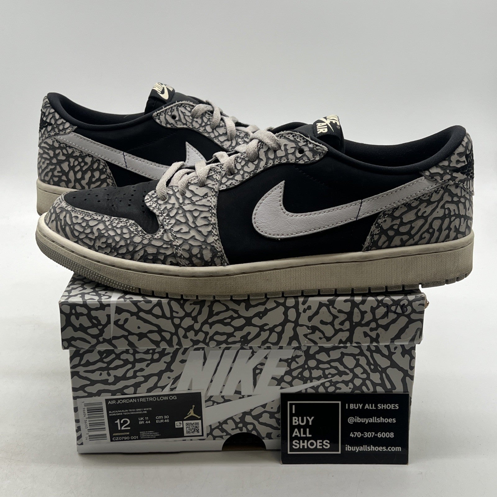 Size 12 - Air Jordan 1 Retro OG Low Black Cement (CZ0790-001)