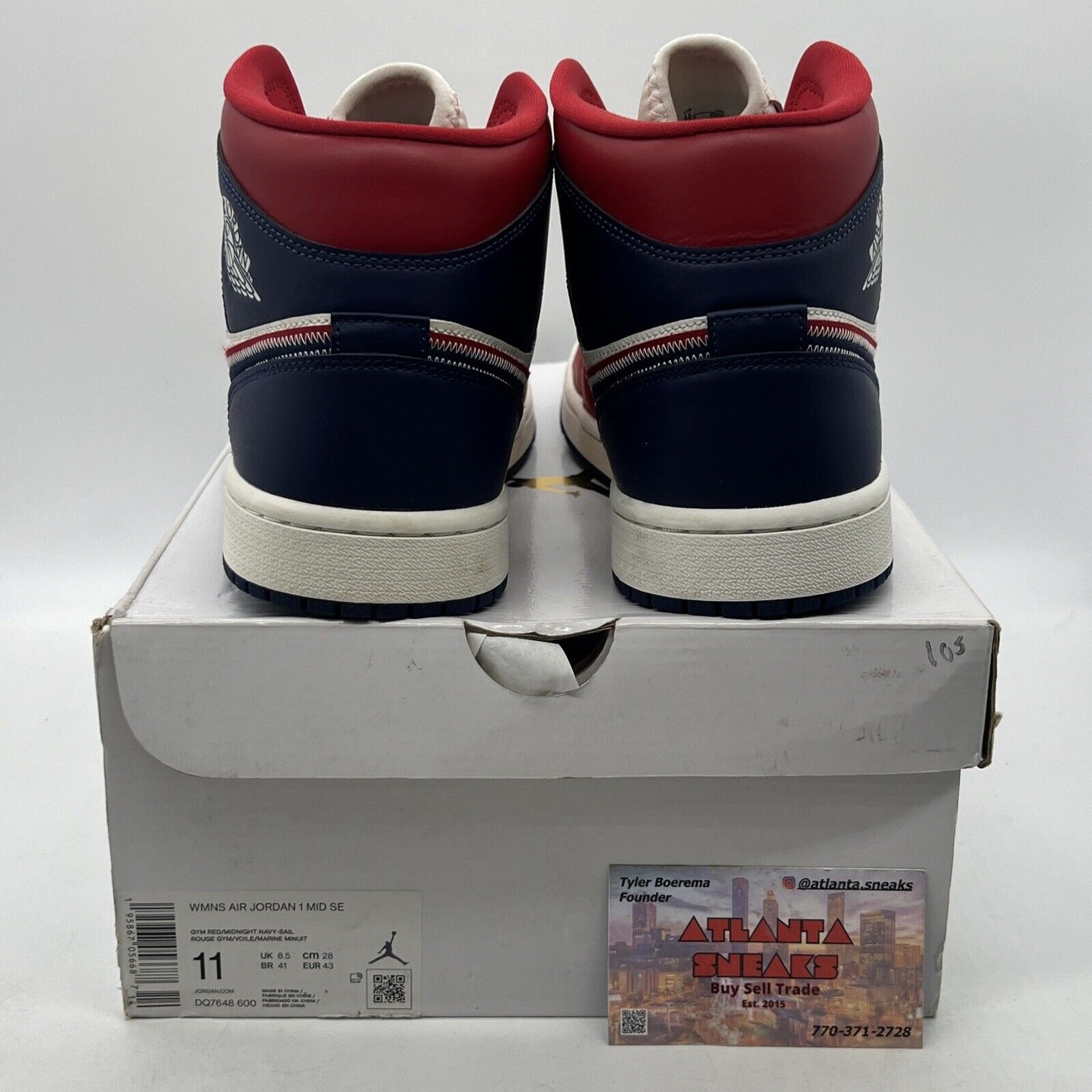 Size 11 - Air Jordan 1 SE 2022 Mid USA W Red White Navy Leather (DQ7648-600)