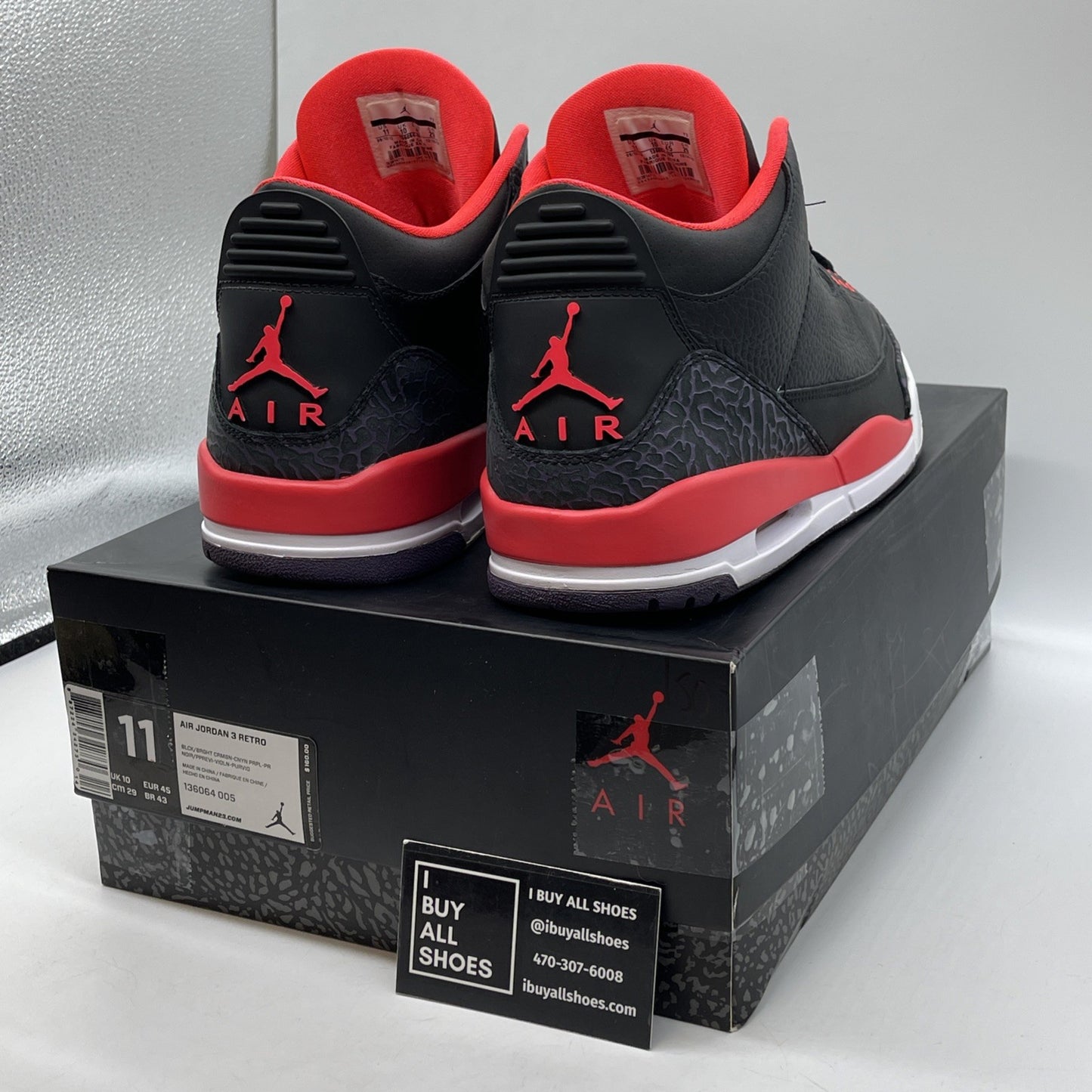 Size 11 - Air Jordan 3 Retro Crimson Black Pink Suede Leather (136064-005)