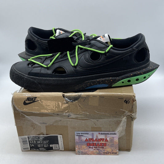 Size 12.5 - Nike Off-White x Blazer Low Black Green White Suede (DH7863-001)