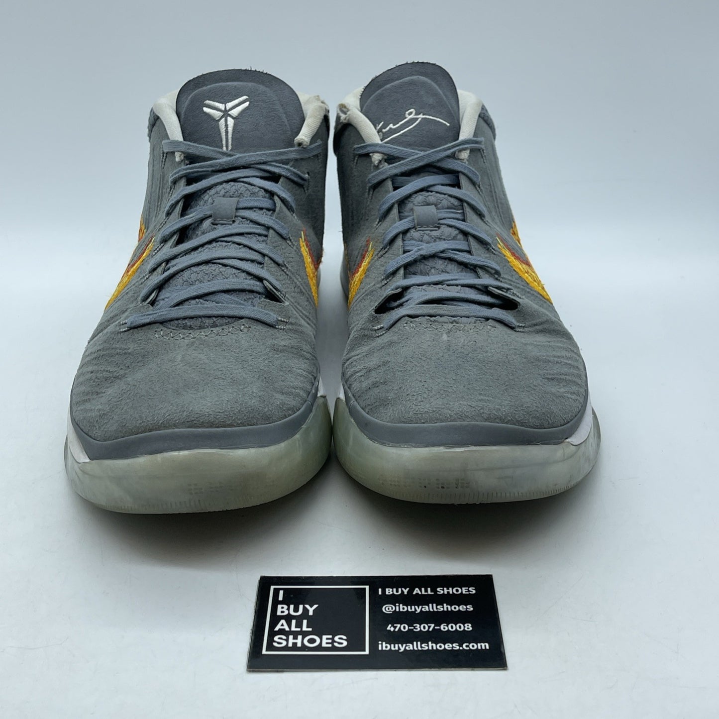 Size 11.5 - Nike Kobe A.D. Grey Snakeskin Red Orange Suede (922482-005)