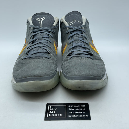 Size 11.5 - Nike Kobe A.D. Grey Snakeskin Red Orange Suede (922482-005)