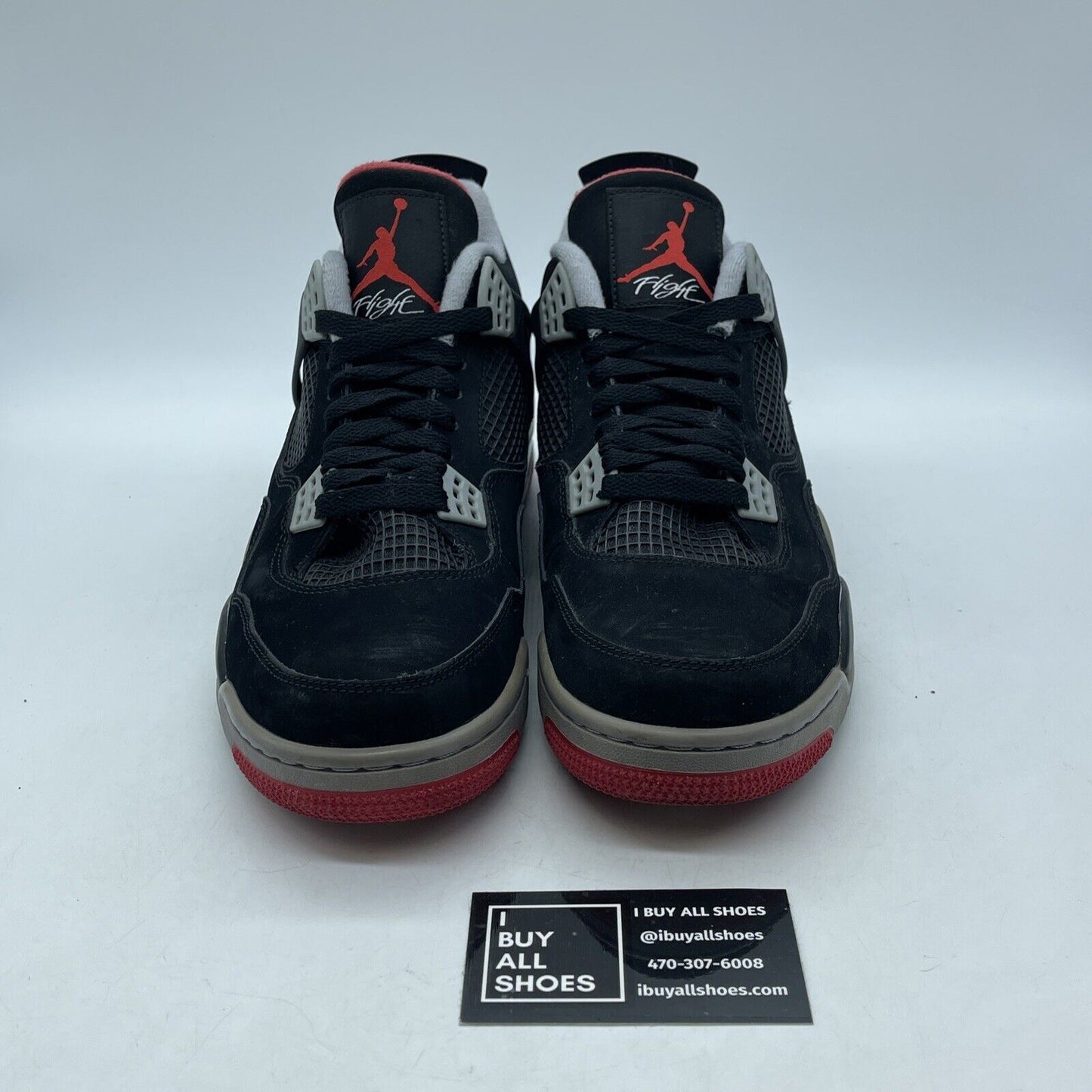Size 10 - Jordan 4 Retro bred release 2012 Black White Grey Suede (308497-089)