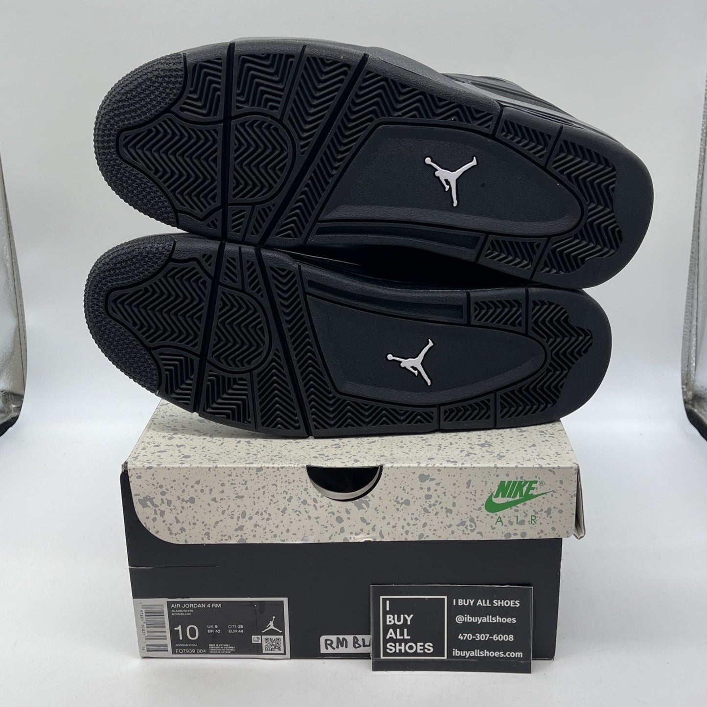 Size 10 - Air Jordan 4 RM Black Cat Black White Suede (FQ7939-004)