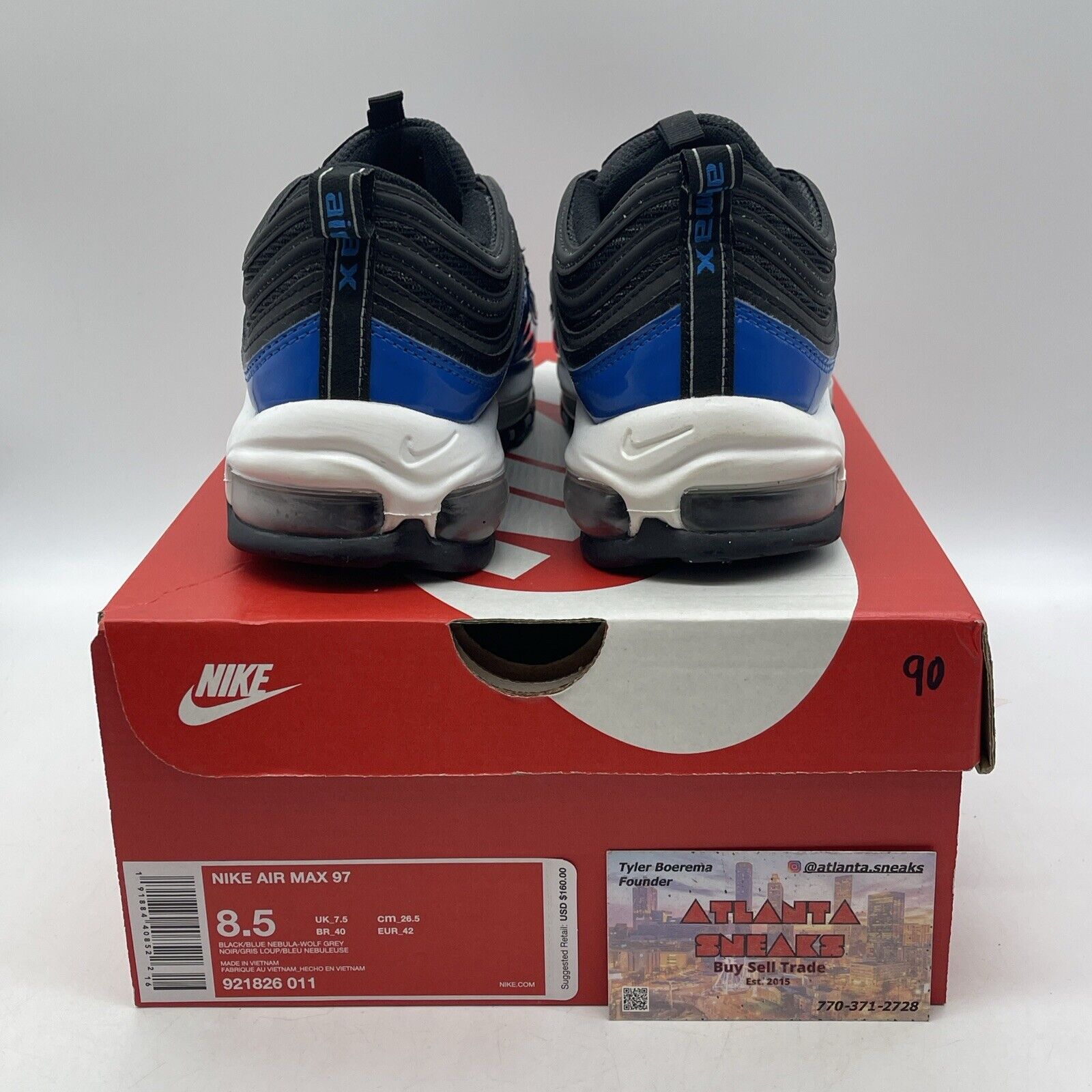 Size 8.5 - Nike Air Max 97 Blue Nebula Black White Leather Suede (921826-011)